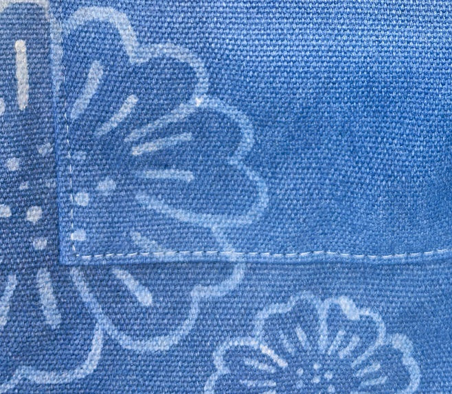 Indigo Batik Tote Bag – One-of-a-Kind Hand-dyed Cotton Canvas Hand Paint-Dyed Indigo Canvas Tote Bag - Large Capacity, Artisanal Batik Design for Everyday Use Bag #BA01C