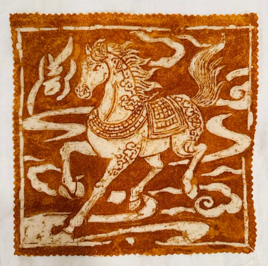 BA-08: Spirit in Motion – Handmade Batik Horse Wall Art Symbol of Strength & Prosperity