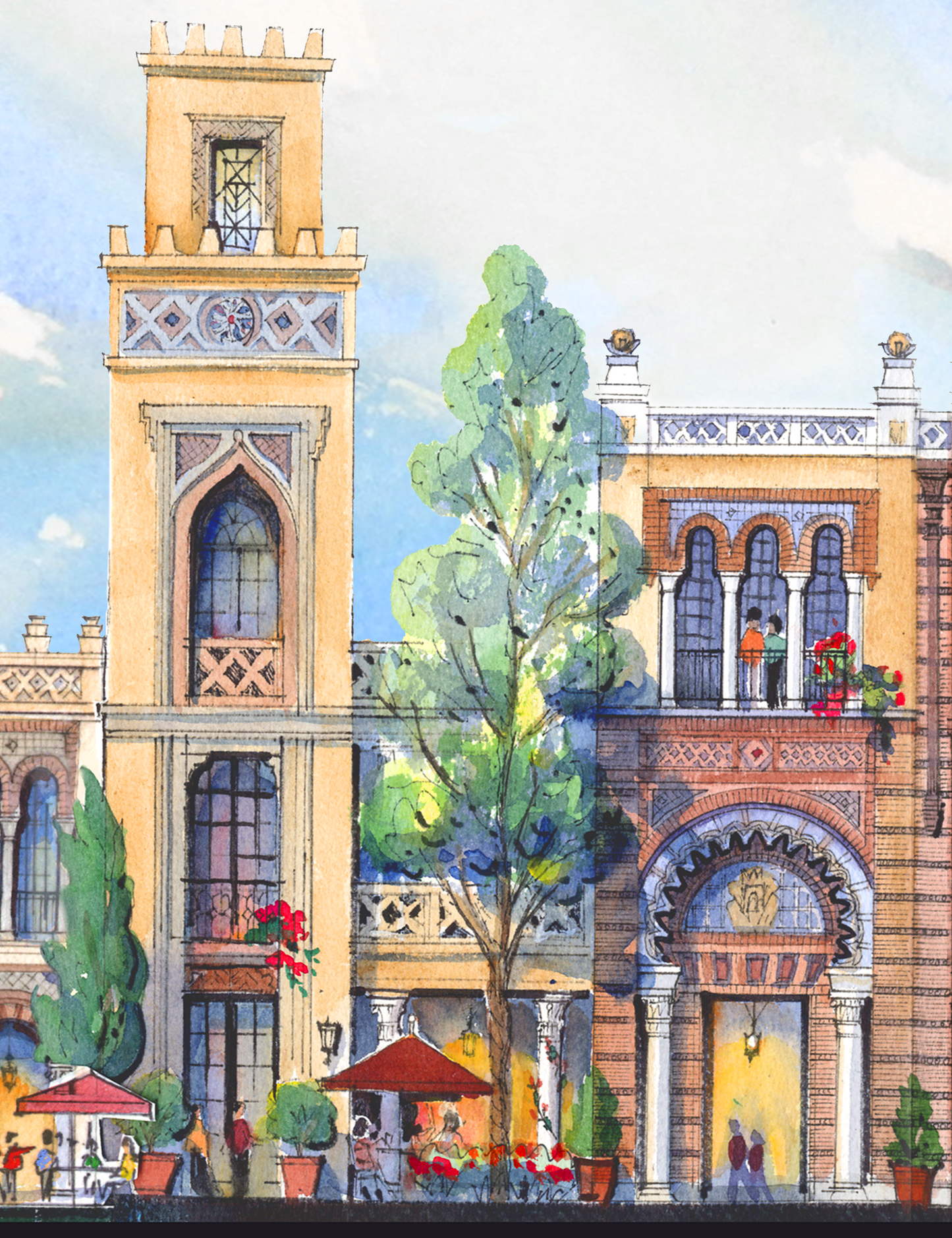 AP-12: An Evening Beneath the Arches – 12x16 Limited Edition Signed Art Print by Kurt Xu | Architectural Cityscape Wall Art