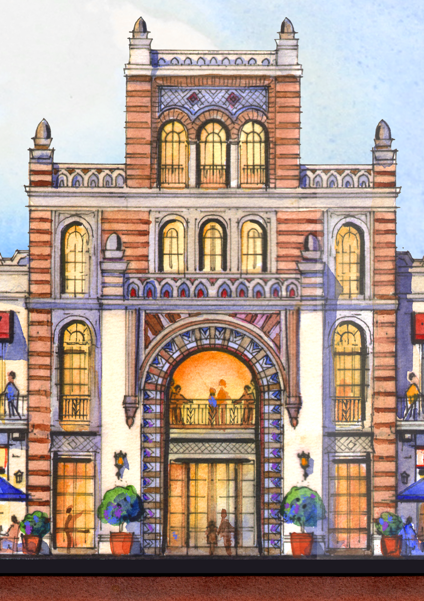 AP-11: The Heart of the City – Limited Edition Signed Art Print by Kurt Xu (12x16) | Architectural Cityscape Wall Art | Fine Art Illustration