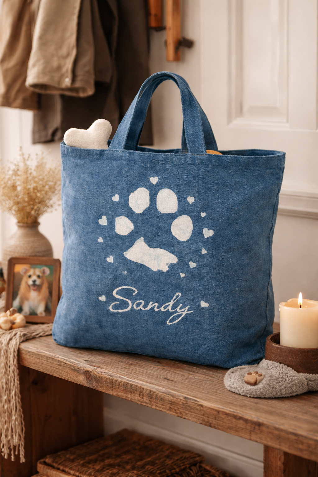 Custom Pet Memorial Tote Bag – Hand Dyed Batik Personalized Paw Print Keepsake – Dog Cat Loss Gift – In Loving Memory Pet Remembrance #B05