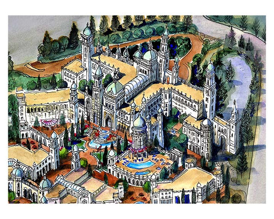 AP-09: Crown of the Valley – Limited Edition Signed Art Print (12x16) by Kurt Xu | Architectural Cityscape Wall Art | Fine Art Illustration