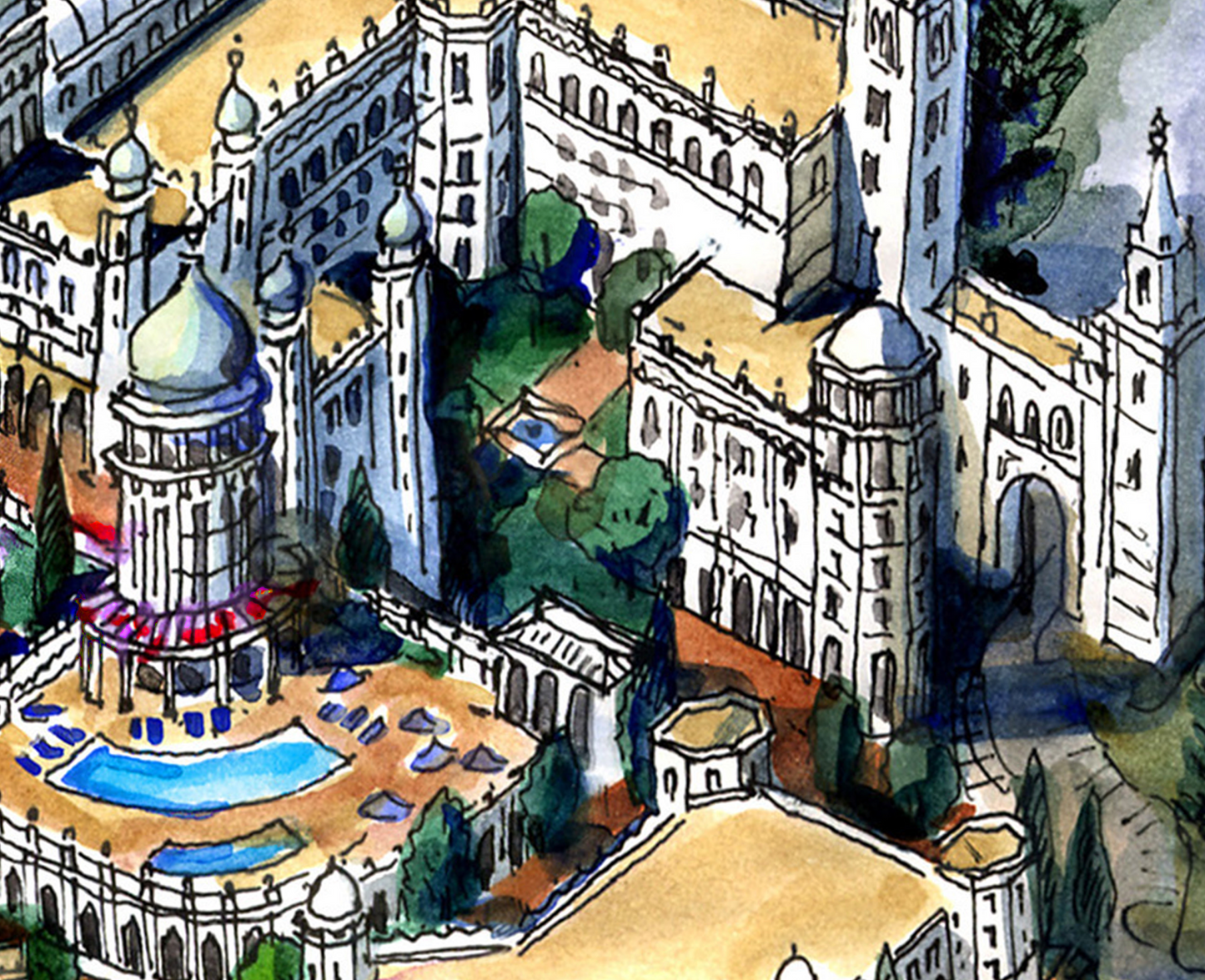 AP-09: Crown of the Valley – Limited Edition Signed Art Print (12x16) by Kurt Xu | Architectural Cityscape Wall Art | Fine Art Illustration