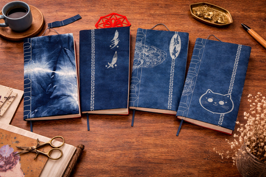 Handbound Indigo Batik Journal Handmade Cotton Fabric Notebook Gift #BA-07b