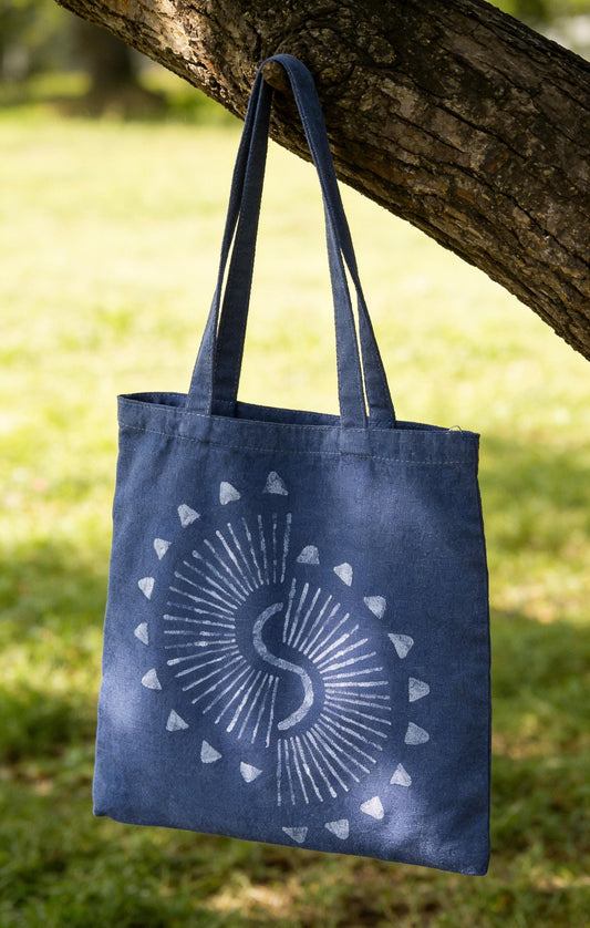 Handmade Cotton Tote Bag | Indigo Batik Shoulder Tote | Everyday Market Bag | Artisan Cotton Tote | Gift for Her