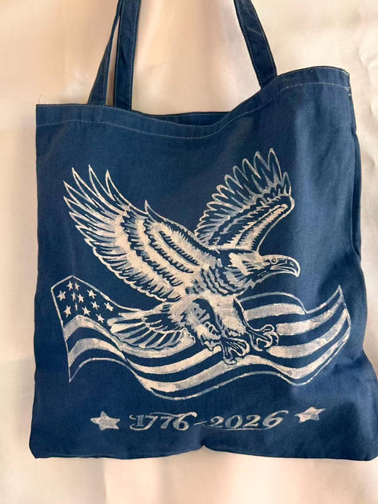 America 250 Canvas Tote Bag | Patriotic Eagle Tote | 1776–2026 Independence Day Bag | Reusable Market Tote | Gift for Her