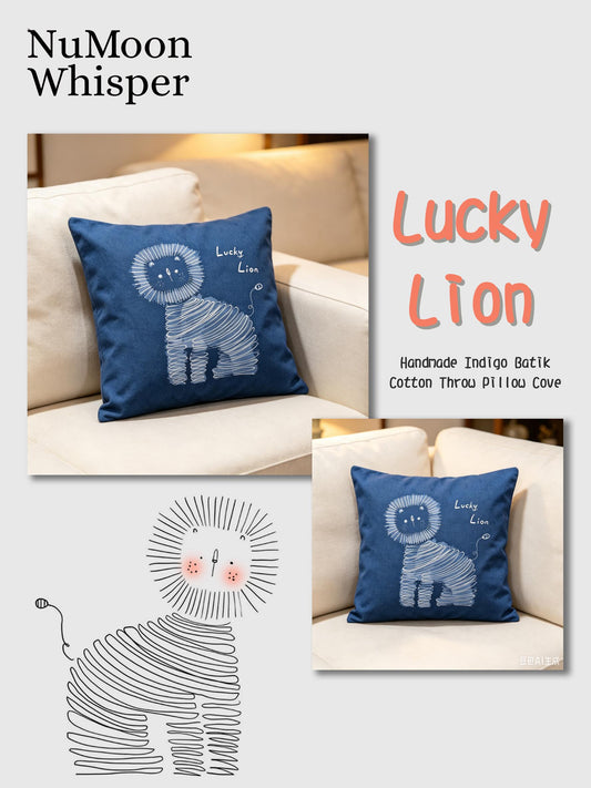 Handmade Animal Pillow Cover | Indigo Batik Throw Pillow Cover | Cotton Cushion Cover | Whimsical Home Decor | Gift for Animal Lovers
