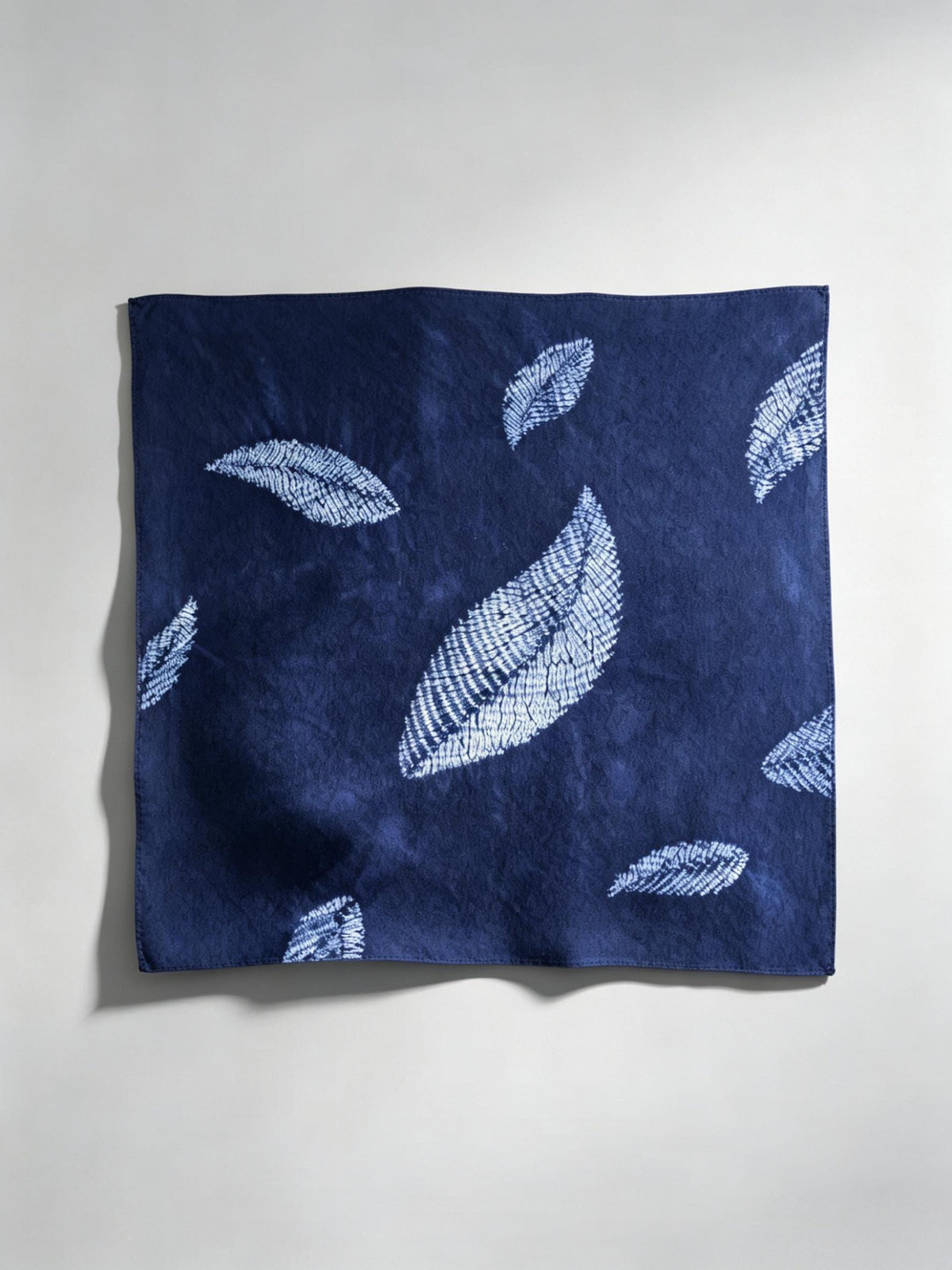 Hand-Dyed Cotton Blend Scarf | Indigo Shibori Square Scarf | Botanical Neck Scarf | Lightweight Fashion Wrap | Gift for Her