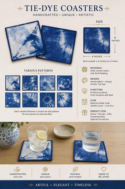 Handmade Fabric Drink Coaster | Indigo Batik Floral Coaster | Cotton Mug Rug | Table Decor | Housewarming Gift