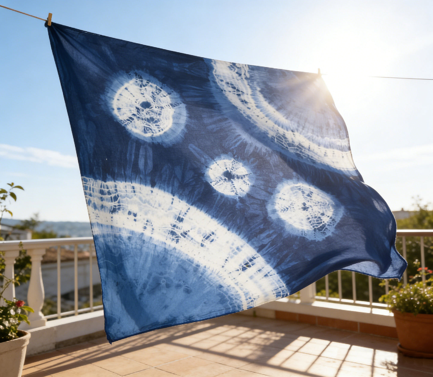 Indigo Tie Dye Scarf, Starry Waves Chasing the Tide Scarf, Cotton Scarf Wrap, Hand Dyed Fringe Scarf, Travel Accessory, Blue Batik Shawl, Shibori Scarf, Art to Wear，Statement Scarf，Festival Outfit, Slow Fashion Clothing, Gift for Her #BH21F