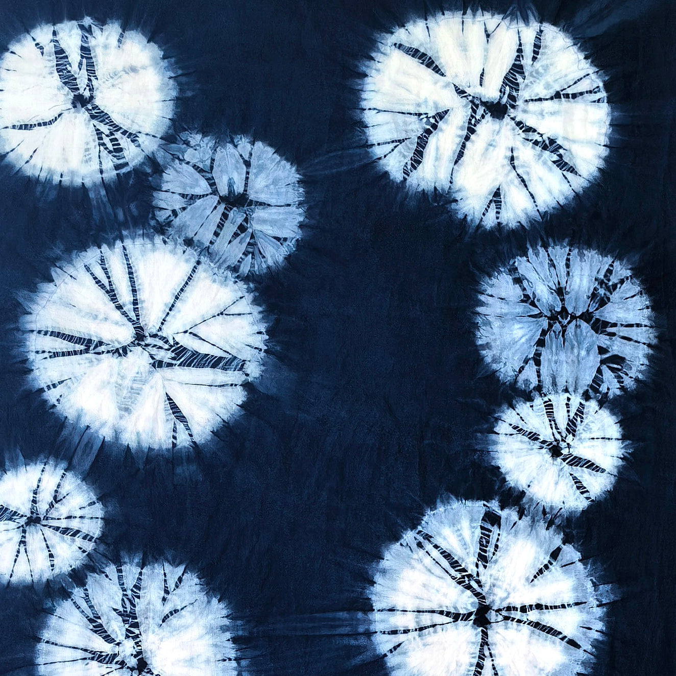 Handmade Indigo Batik Swimming Fish Lotus Pond Wall Hanging, Linen Tea Mat, Japandi Textile Art, Zen Wall Decor, Wabi Sabi Home Decor