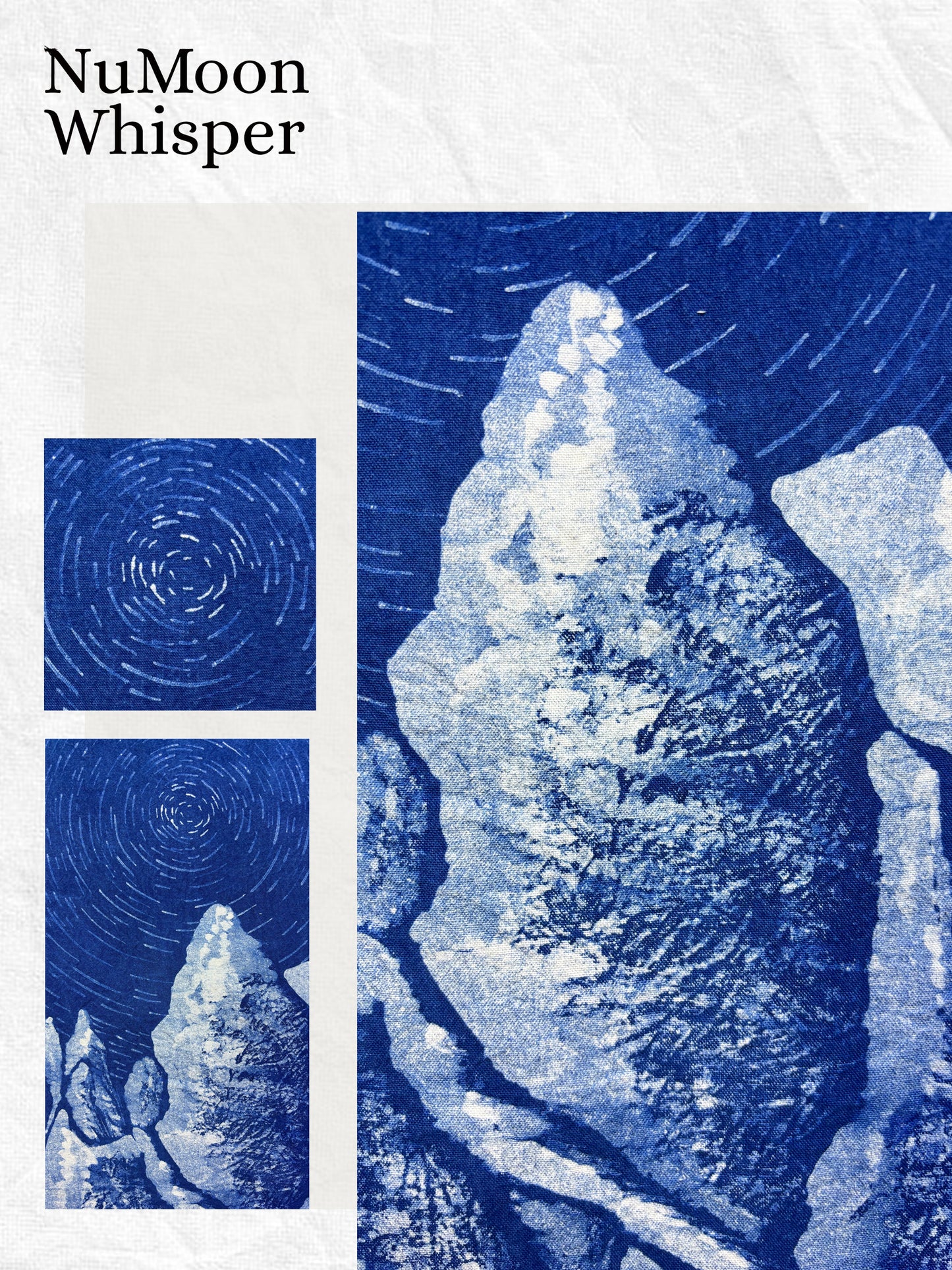 Star Trail Snow Mountain Batik Wall Hanging | Handmade Indigo Tapestry | Rustic Farmhouse Wall Art | Wabi-Sabi Textile Decor  Astronomy Gift