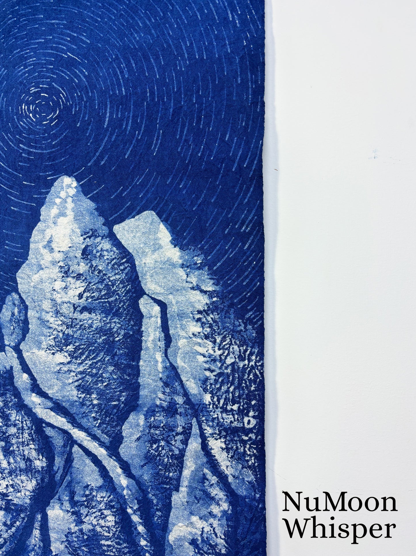 Star Trail Snow Mountain Batik Wall Hanging | Handmade Indigo Tapestry | Rustic Farmhouse Wall Art | Wabi-Sabi Textile Decor  Astronomy Gift