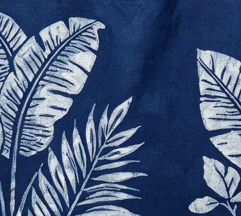 Handmade Indigo Batik Ginkgo Leaf Tote Bag, Cotton Canvas Shoulder Bag, Eco-Friendly Everyday Market Tote