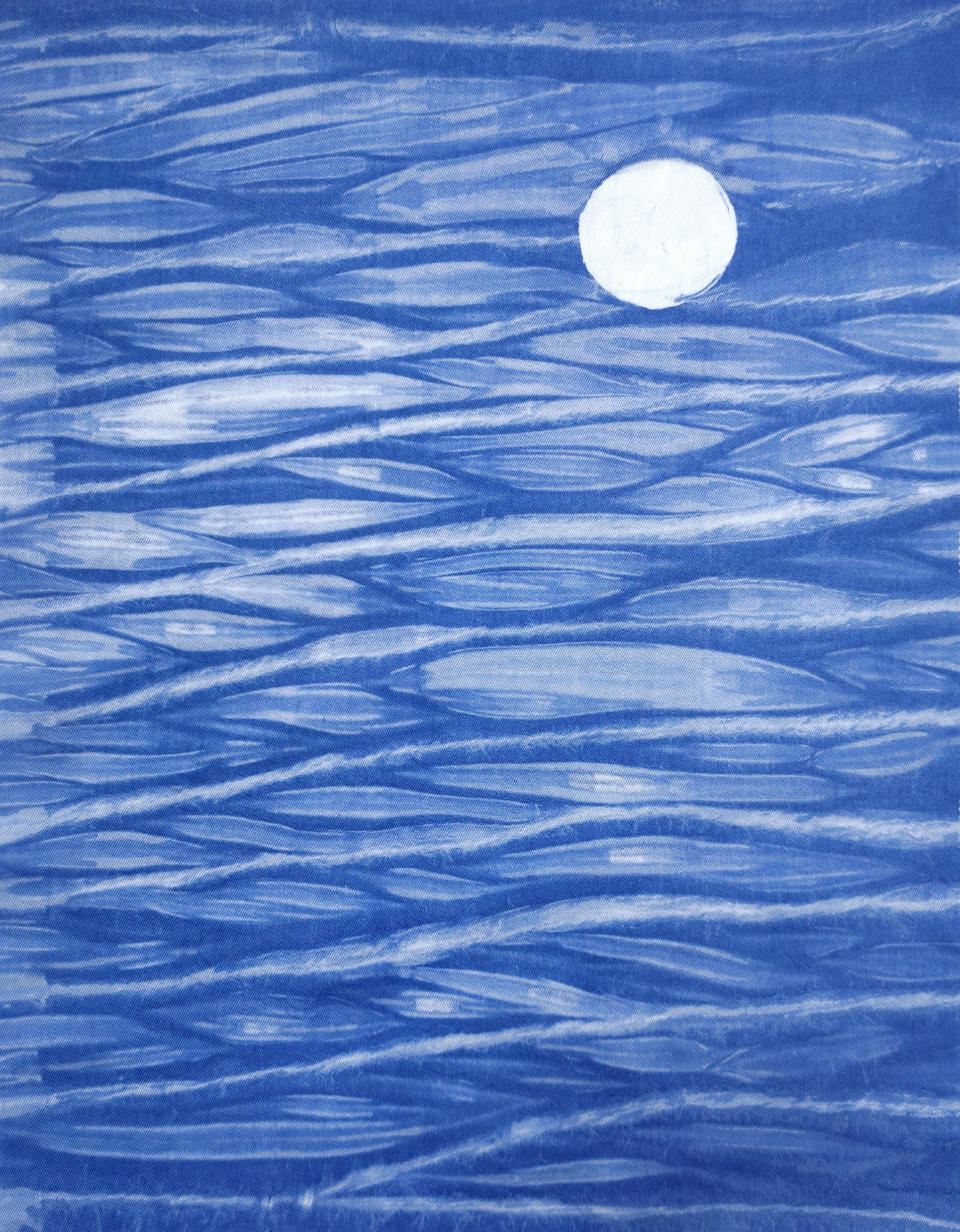 Indigo Batik Wall Art Framed Textile Moonlit Ripples Original Art Decorative Painting Hand-dyed Decor #BW17C