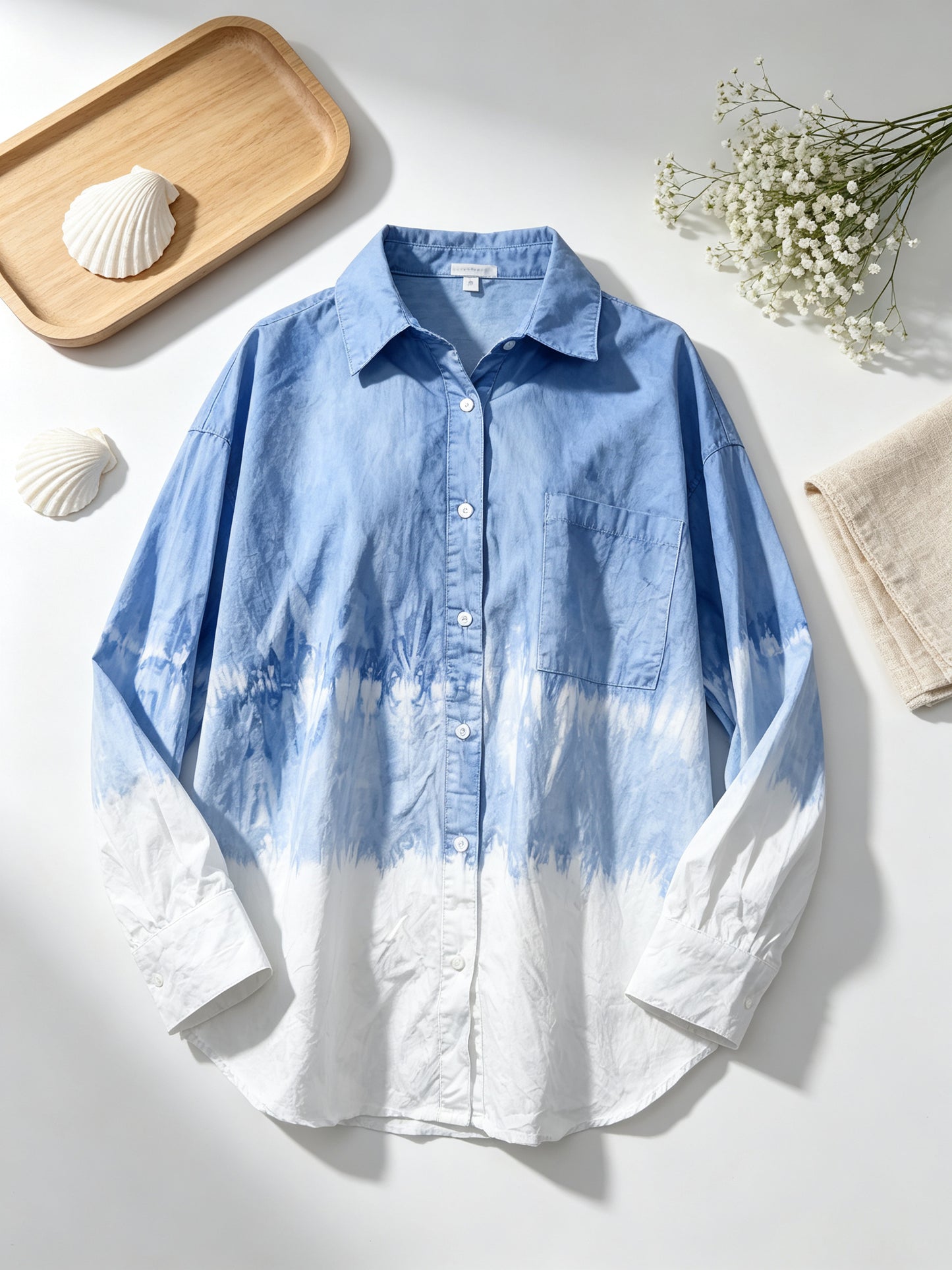 Handmade Indigo Tie-Dye Long Sleeve Shirt | Natural Cotton Hand-Dyed Overshirt | 3 Shibori Designs Available