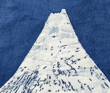 Handmade Indigo Batik Snow Mountain Wall Hanging, Moonlit Landscape Textile Art, Zen Home Décor, Cotton Wall Art