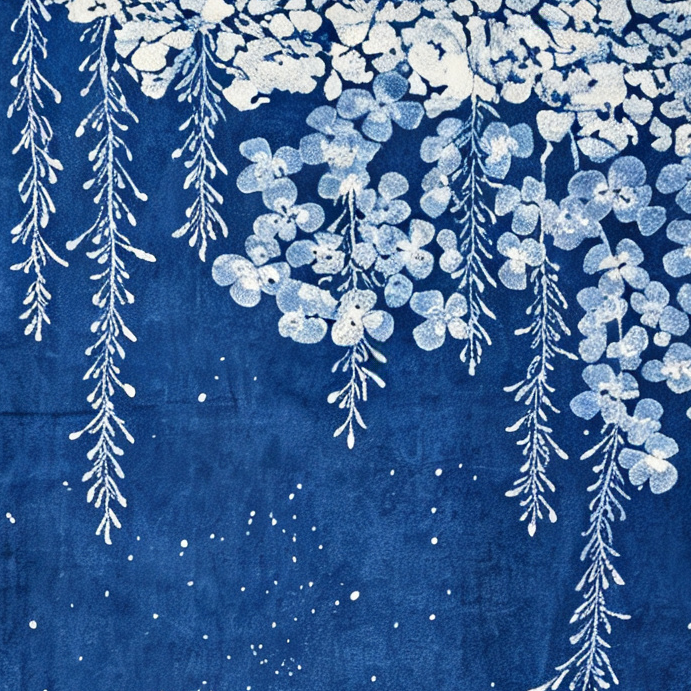 Handmade Indigo Batik Starry Night Wall Hanging, Moonlit Cat & Butterfly Textile Art, Zen Home Décor