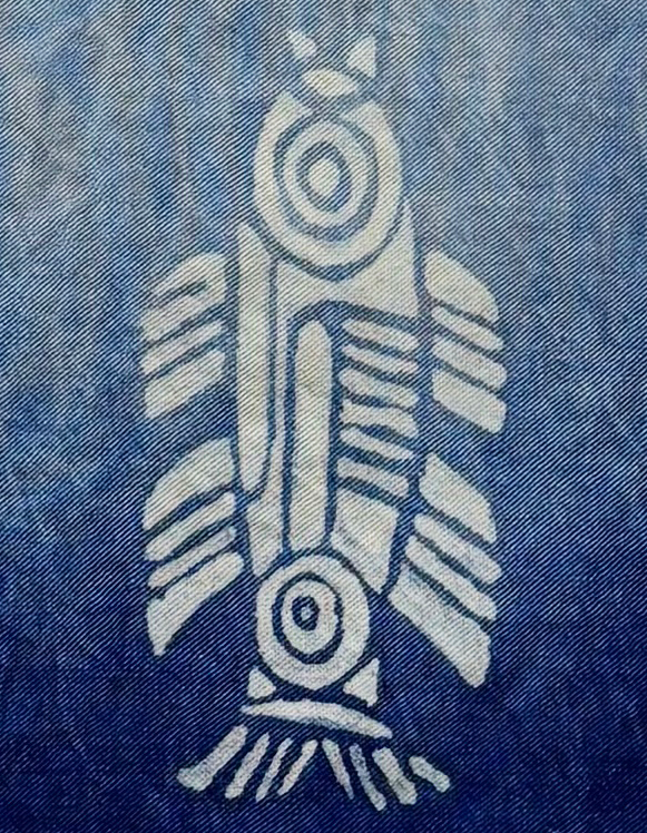 Handmade Han Dynasty Fish Batik Wall Hanging, Indigo Macramé Tapestry, Boho Wall Décor, Chinese Lucky Fish Art