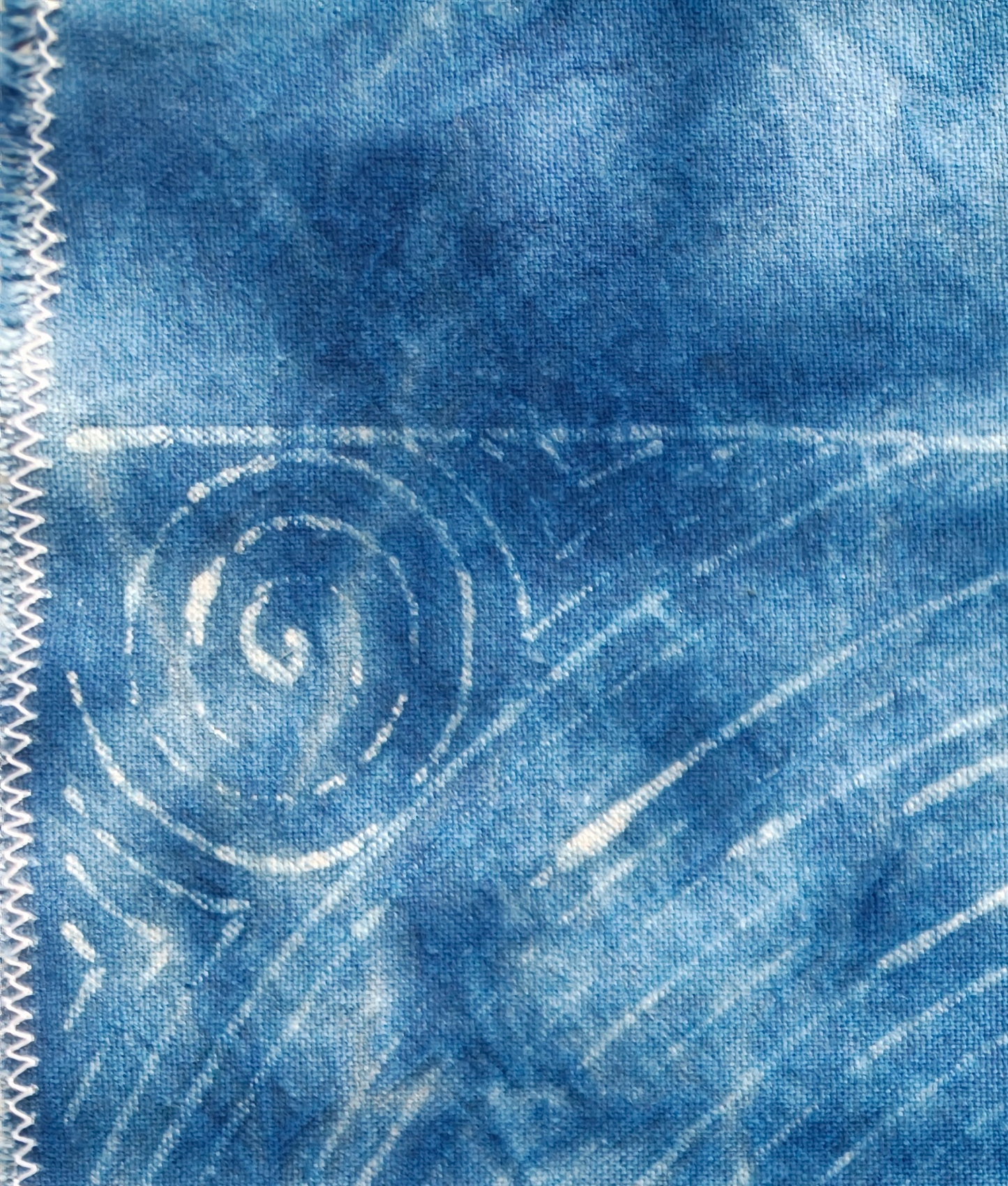 Indigo Batik Wall Art, Wotuwen, Miao Spiral pattern Textile Wall Hanging, Blue White Zen Decor, Handmade Cotton Tapestry, Framed Boho Wall Decor #B17