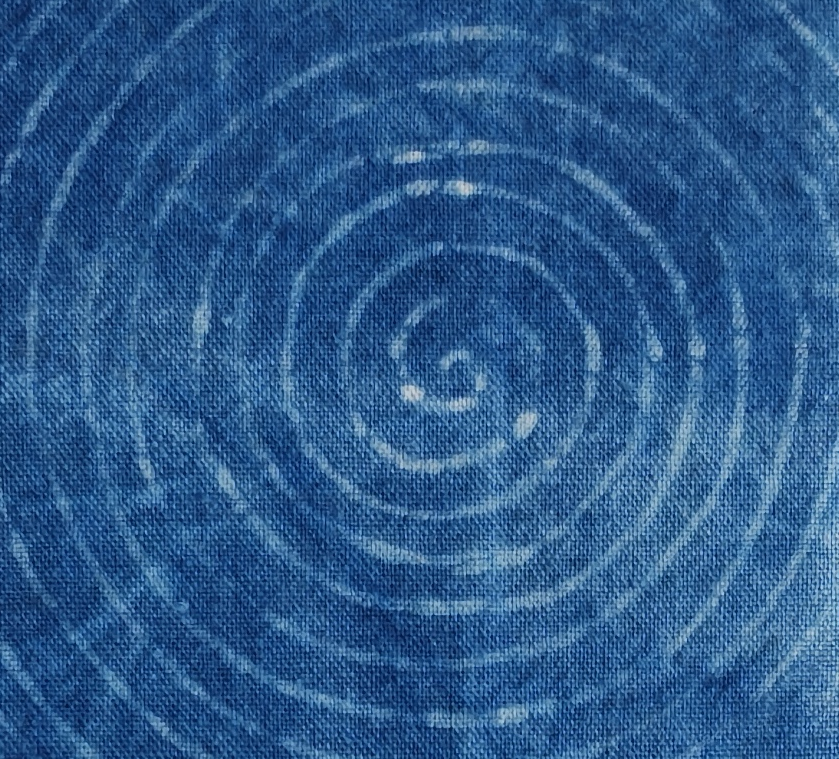 Indigo Batik Wall Art, Wotuwen, Miao Spiral pattern Textile Wall Hanging, Blue White Zen Decor, Handmade Cotton Tapestry, Framed Boho Wall Decor #B17