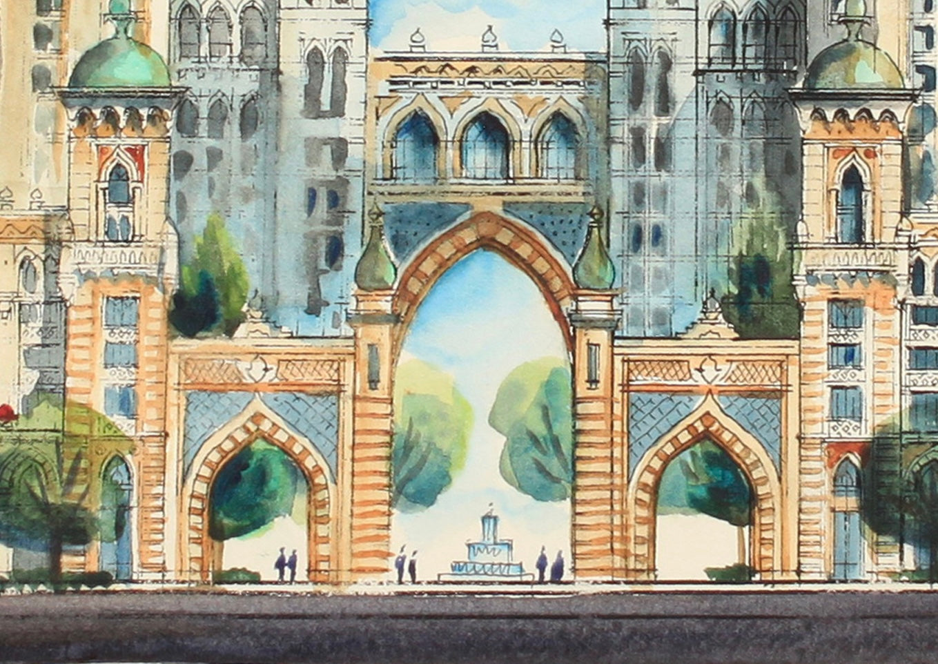 City of Golden Spires – Limited Edition Architectural Art Print | Cityscape Wall Decor (AP-01)