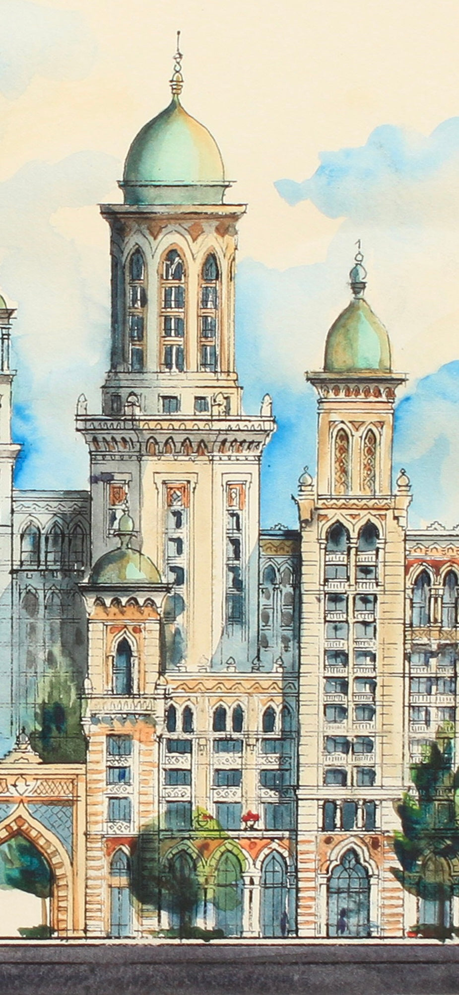 City of Golden Spires – Limited Edition Architectural Art Print | Cityscape Wall Decor (AP-01)