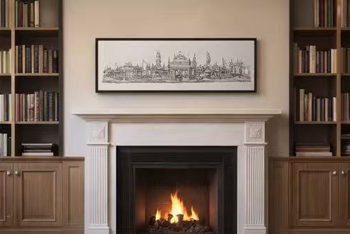 Dreams of the Golden Kingdom – Linework Panorama, Signed Limited Edition 8x38 Architectural Print (AP-06)