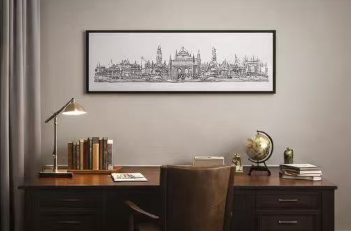 Dreams of the Golden Kingdom – Linework Panorama, Signed Limited Edition 8x38 Architectural Print (AP-06)