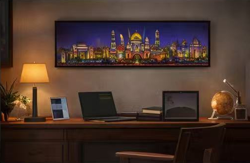 Golden Kingdom at Night – Signed Panoramic Cityscape Print, 8x38 Limited Edition (AP-05)