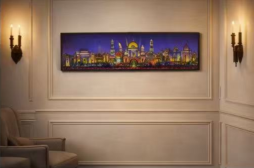 Golden Kingdom at Night – Signed Panoramic Cityscape Print, 8x38 Limited Edition (AP-05)