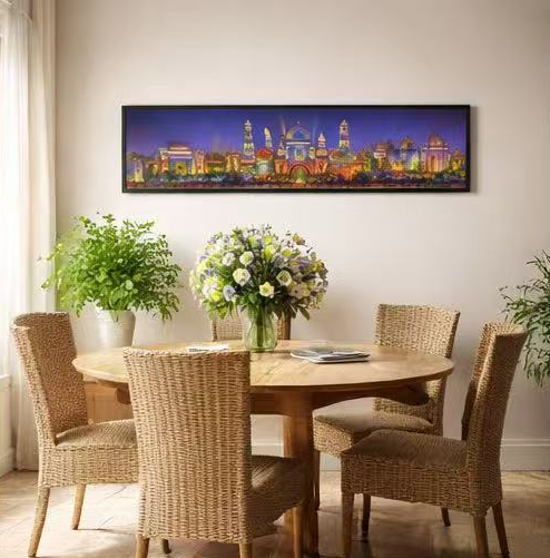 Golden Kingdom at Night – Signed Panoramic Cityscape Print, 8x38 Limited Edition (AP-05)