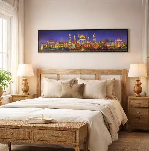 Golden Kingdom at Night – Signed Panoramic Cityscape Print, 8x38 Limited Edition (AP-05)