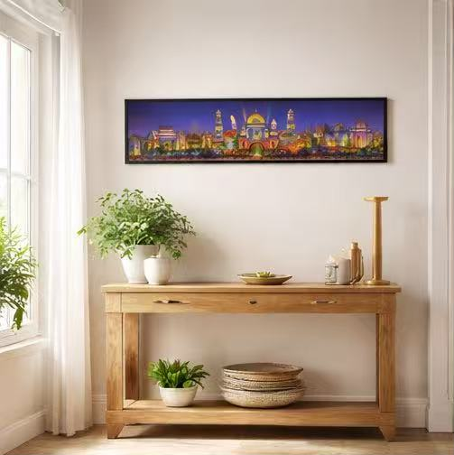 Golden Kingdom at Night – Signed Panoramic Cityscape Print, 8x38 Limited Edition (AP-05)