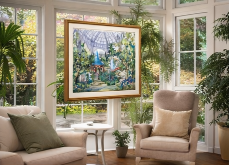 AP-10: The Secret Garden Pavilion – Limited Edition Signed Art Print (12x16) by Kurt Xu | Botanical Architectural Wall Art