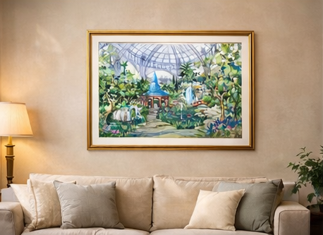 AP-10: The Secret Garden Pavilion – Limited Edition Signed Art Print (12x16) by Kurt Xu | Botanical Architectural Wall Art