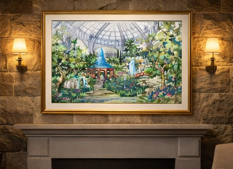 AP-10: The Secret Garden Pavilion – Limited Edition Signed Art Print (12x16) by Kurt Xu | Botanical Architectural Wall Art