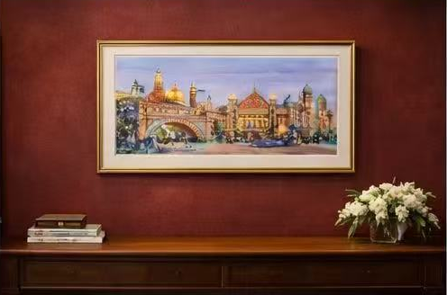 AP-14: Whispers of a Royal Square – Limited Edition Signed Art Print by Kurt Xu | Architectural Watercolor Painting | 12x16 Wall Art