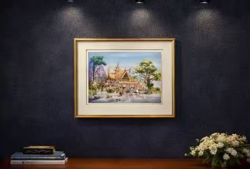 AP-15: Where the Temple Breathes – Limited Edition Signed Art Print by Kurt Xu | 12x16 Watercolor Architecture Wall Art | Asian Temple Landscape Decor