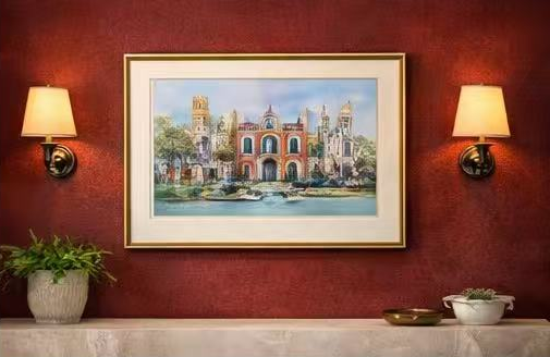 AP-17: A Morning Beneath the Arches – Limited Edition Signed 12x16 Art Print by Kurt Xu, Architectural Watercolor Wall Art
