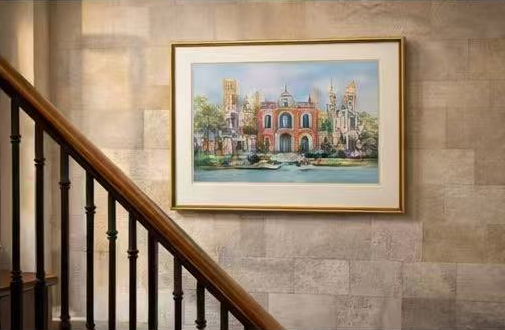 AP-17: A Morning Beneath the Arches – Limited Edition Signed 12x16 Art Print by Kurt Xu, Architectural Watercolor Wall Art