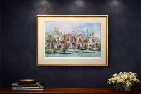 AP-17: A Morning Beneath the Arches – Limited Edition Signed 12x16 Art Print by Kurt Xu, Architectural Watercolor Wall Art