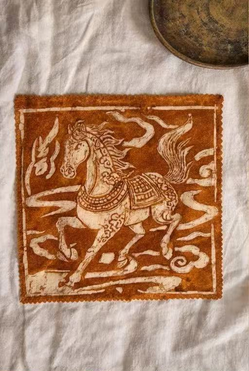 BA-08: Spirit in Motion – Handmade Batik Horse Wall Art  Symbol of Strength & Prosperity
