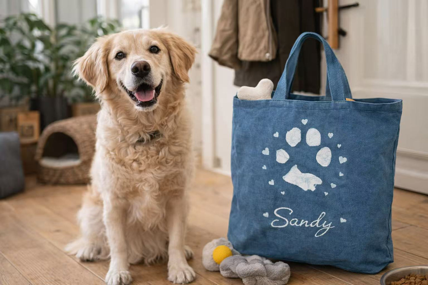 BA-05: 🐾 Handmade Indigo Batik Pet Tote Bag