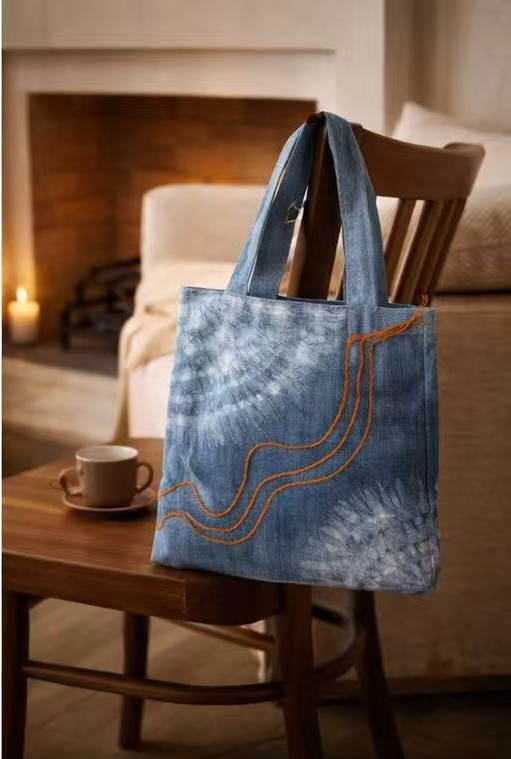 BA-10: Handmade Indigo & Embroidery Bag