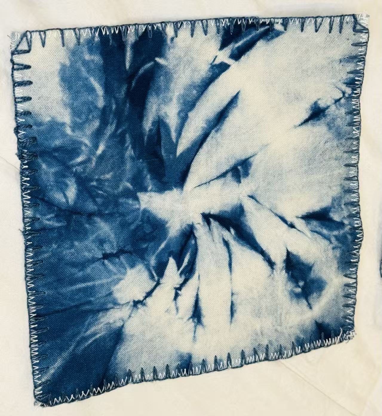 BA-11: Handmade Batik Blossom Coaster Set of 4 – Indigo Hand Dyed Textile Art for the Table – Artisan Floral Drink Mats