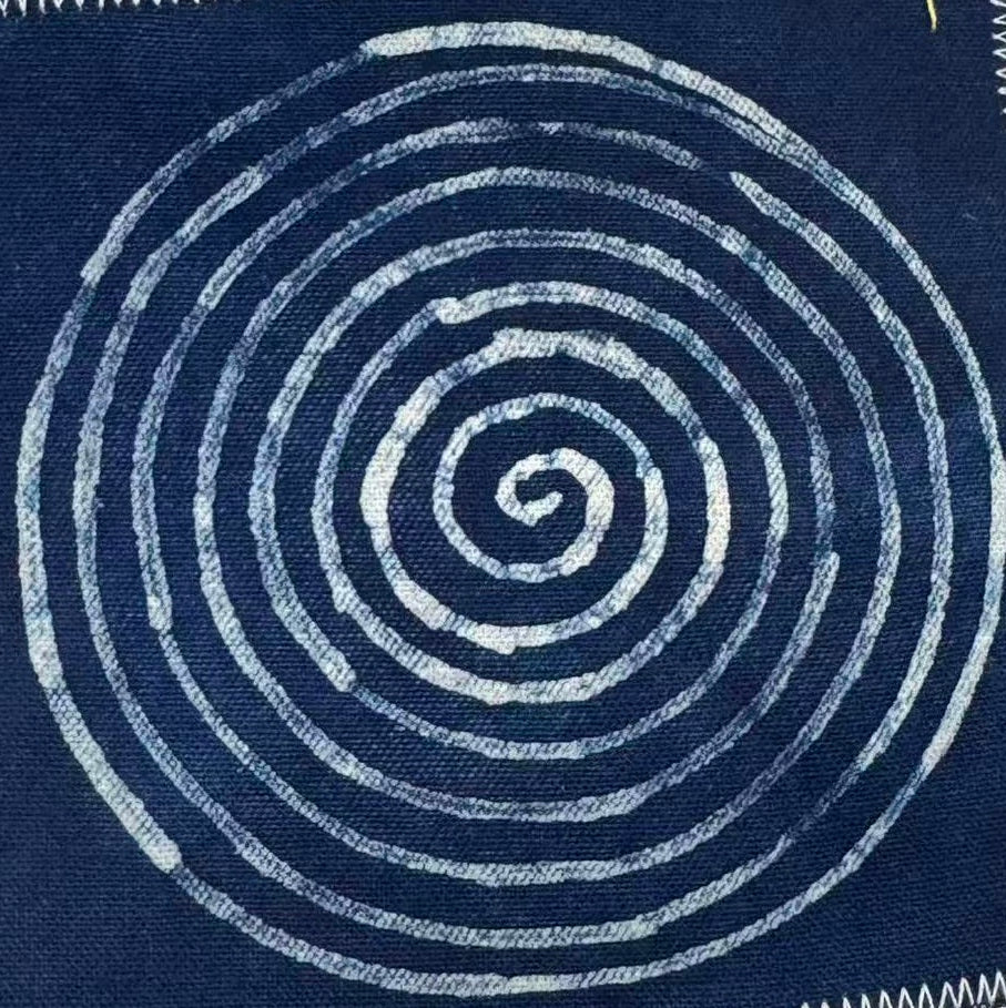 BA-12: Indigo Spiral Batik Coaster Set – Handmade Textile Art for the Table