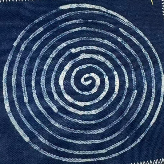 Indigo Batik Coaster, Handmade Spiral Drink Coaster, Blue White Mug Rug, Artisan Table Decor, Housewarming Gift #B12