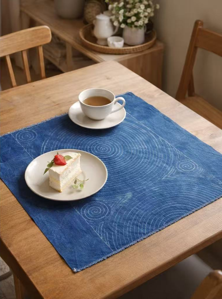 BA-17: Hand-Painted Wotuwen Double-Line Spiral Batik Textile-Wall Art  / Table Placement