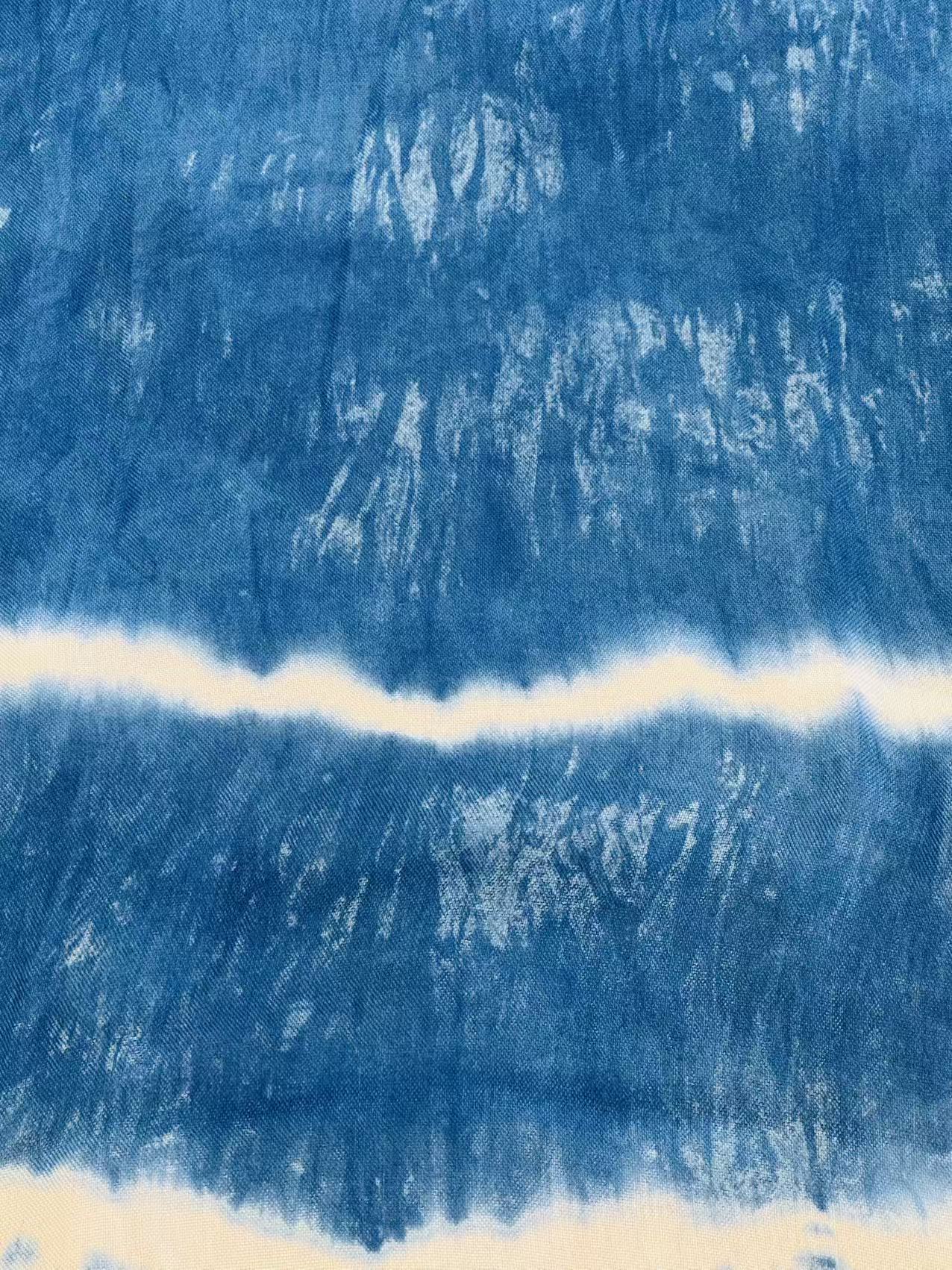 BA-21: Handmade Indigo Tie-Dye oversized scarf / soft warm shawl wrap